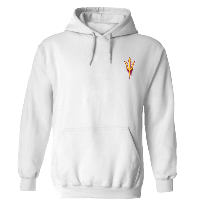 Arizona State Sun Devils Hand Sketched Vive La Fete Impressions Artwork White Cotton Fleece Long Sleeve Hoodie