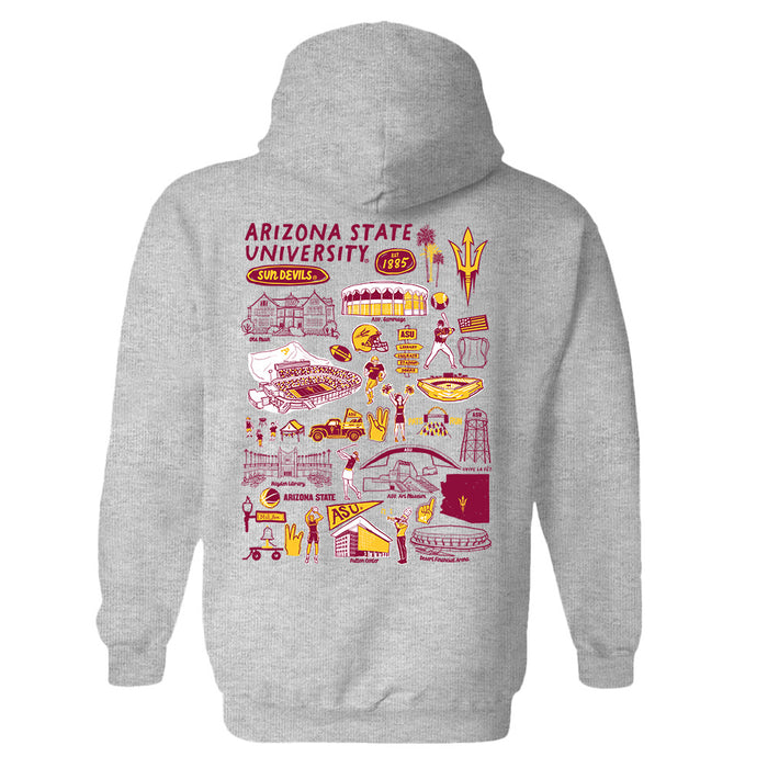 Arizona State Sun Devils Hand Sketched Artwork Cotton Fleece Women Hoodie - Vive La Fête - Online Apparel Store