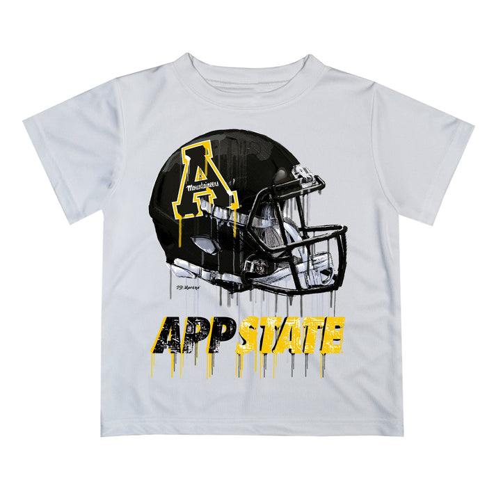 App State Mountaineers Original Dripping Football Helmet White T-Shirt by Vive La Fete