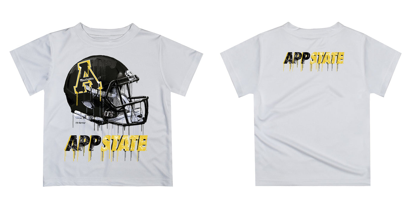 App State Mountaineers Original Dripping Football Helmet White T-Shirt by Vive La Fete - Vive La Fête - Online Apparel Store