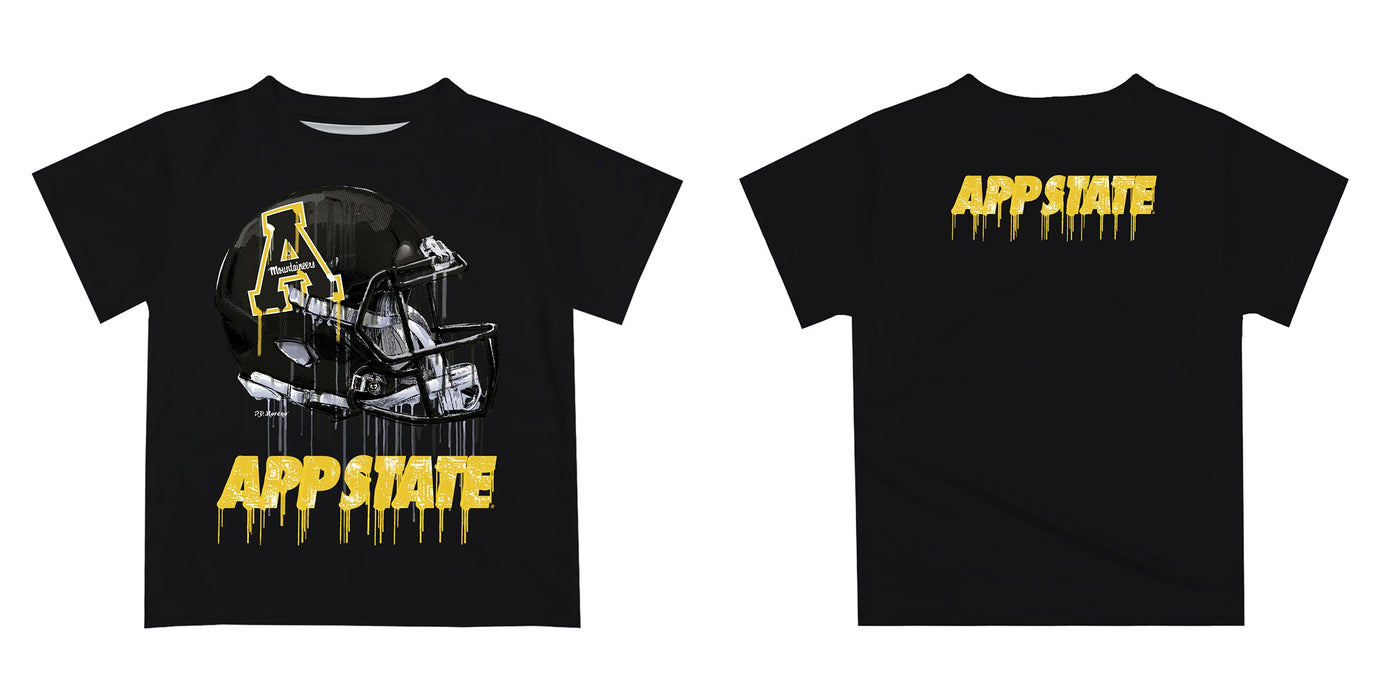 App State Mountaineers Original Dripping Football Helmet Black T-Shirt by Vive La Fete - Vive La Fête - Online Apparel Store