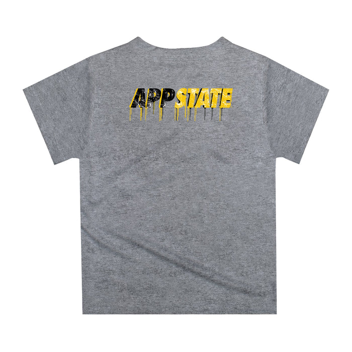App State Mountaineers Original Dripping Football Helmet Heather Gray T-Shirt by Vive La Fete - Vive La Fête - Online Apparel Store