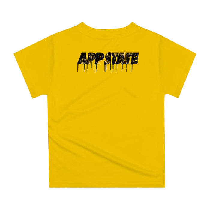 App State Mountaineers Original Dripping Football Helmet Gold T-Shirt by Vive La Fete - Vive La Fête - Online Apparel Store