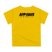 App State Mountaineers Original Dripping Football Helmet Gold T-Shirt by Vive La Fete - Vive La Fête - Online Apparel Store