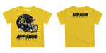 App State Mountaineers Original Dripping Football Helmet Gold T-Shirt by Vive La Fete - Vive La Fête - Online Apparel Store
