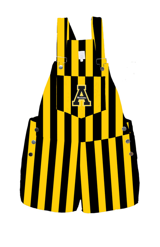 Appalachian State Mountaineers Vive La Fete Gold Black Stripes Logo Girls Overall Short Team Bibs