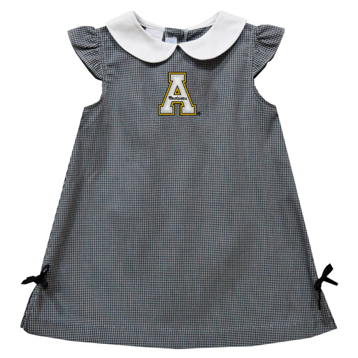 Appalachian State Mountaineers Embroidered Black Gingham A Line Dress