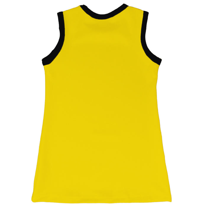 Appalachian State Mountaineers Sleeveless Cheerleader A Line Dress White and Gold