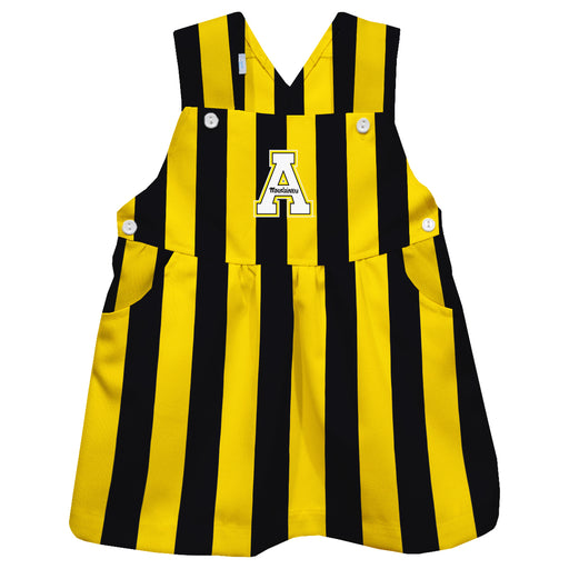 Appalachian State Mountaineers Vive La Fete Gold Stripes Logo Girls Overall Team Bib Dress