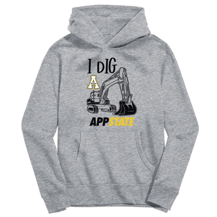 Appalachian State Mountaineers Excavator Heather Grey Cotton Youth Hoodie