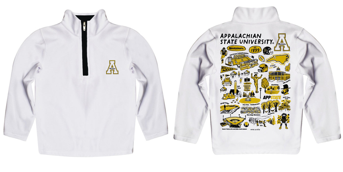Appalachian State Mountaineers Vive La Fete Impressions Artwork White Boys Quarter Zip Pullover V1 - Vive La Fête - Online Apparel Store