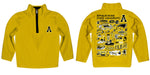 Appalachian State Mountaineers Hand Sketched Vive La Fete Impressions Artwork Gold Boys Quarter Zip Pullover V1 - Vive La Fête - Online Apparel Store