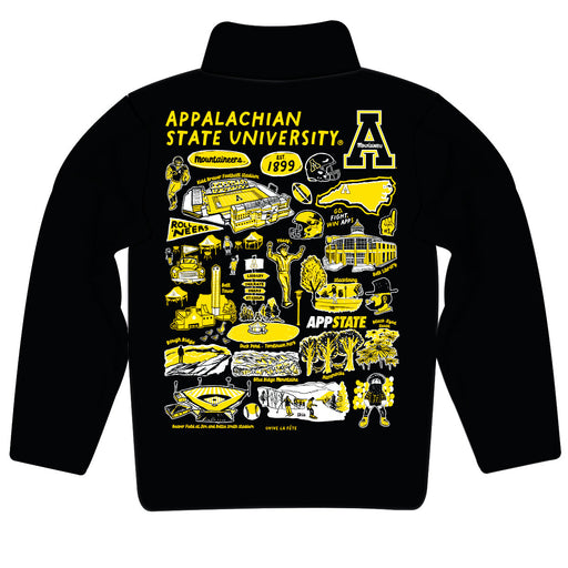 Appalachian State Mountaineers Hand Sketched Vive La Fete Impressions Artwork Black Boys Quarter Zip Pullover V1 - Vive La Fête - Online Apparel Store