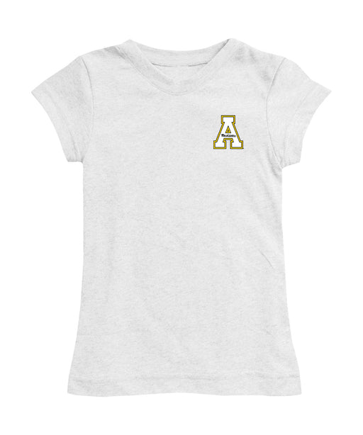 Appalachian State Mountaineers Hand Sketched Vive La Fete Impressions Artwork White Girls Cotton Short Sleeve Tee