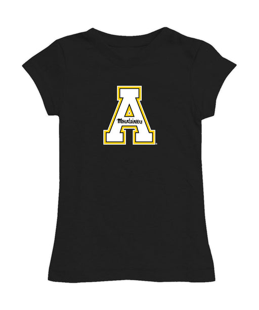 App State Mountaineers Girl´s Fitted Cotton T-shirt Black
