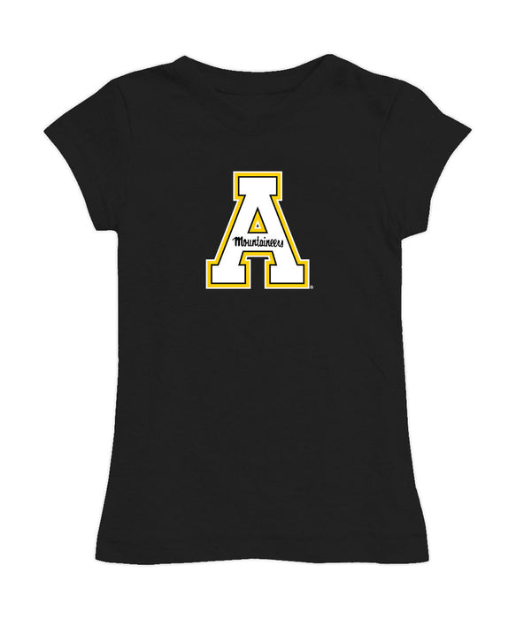 App State Mountaineers Girl´s Fitted Cotton T-shirt Black