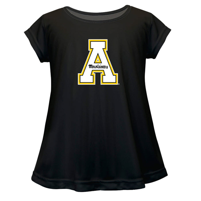 App State Mountaineers Short Sleeve Youth Cotton Top Black
