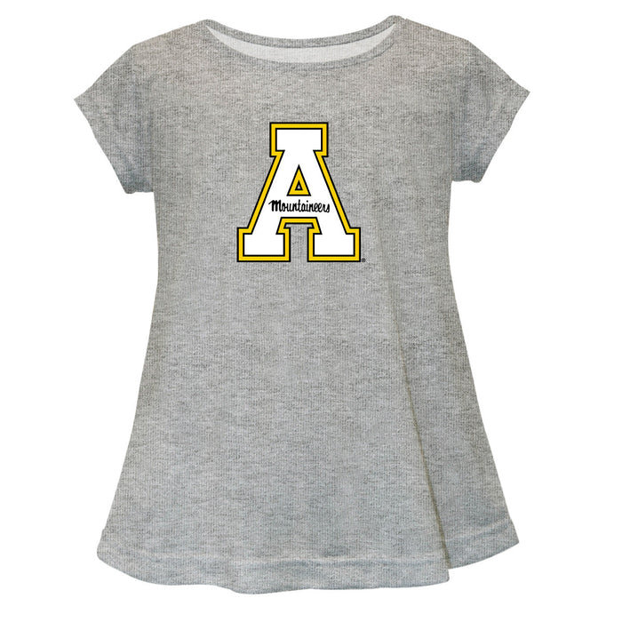 App State Mountaineers Short Sleeve Youth Cotton Top Grey