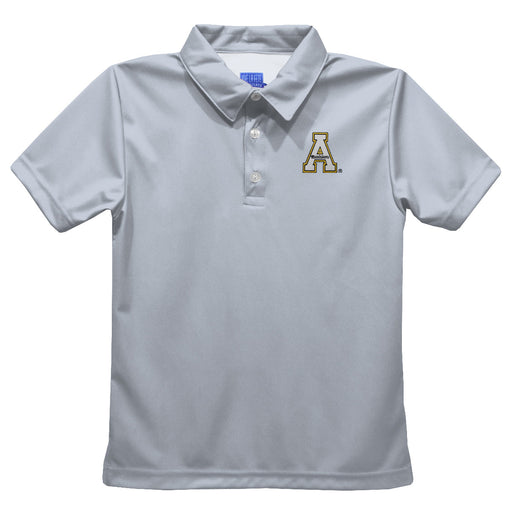Appalachian State Mountaineers Embroidered Gray Short Sleeve Polo Box Shirt
