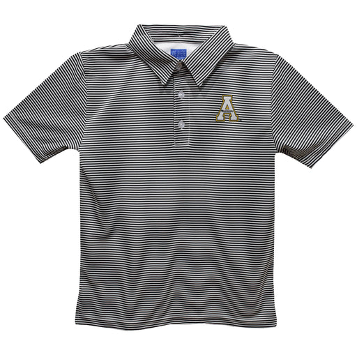 Appalachian State Mountaineers Embroidered Black Stripes Short Sleeve Polo Box Shirt