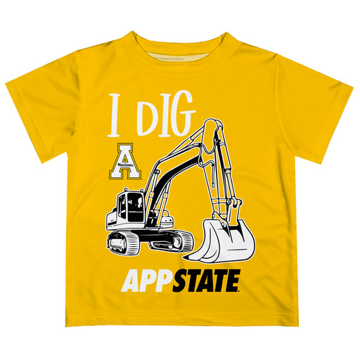 Appalachian State Mountaineers Vive La Fete Excavator Boys Game Day Gold Short Sleeve Tee