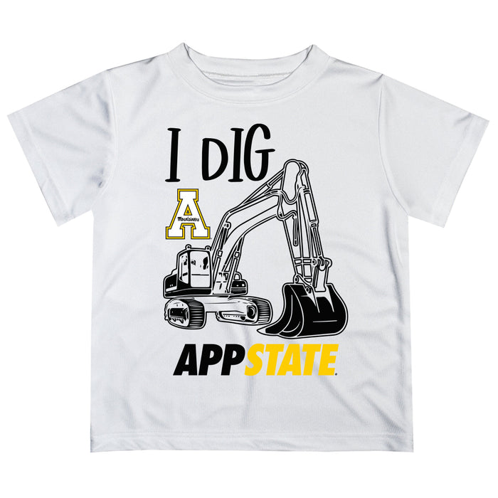 Appalachian State Mountaineers Vive La Fete Excavator Boys Game Day White Short Sleeve Tee