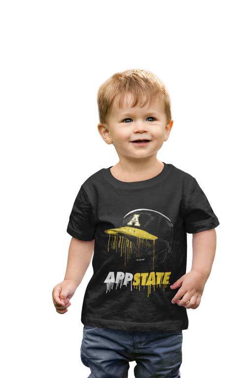 Appalachian State Mountaineers Original Dripping Baseball Helmet Black T-Shirt Cotton by Vive La Fete - Vive La Fête - Online Apparel Store