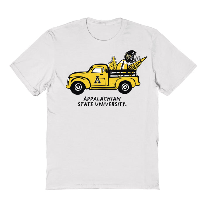 App State Mountaineers Hand Sketched Vive La Fete Impressions Truck Kids White Cotton T-shirt