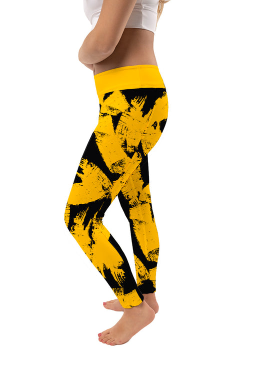 Appalachian State Mountaineers Vive La Fete Paint Brush Logo on Waist Women Gold Yoga Leggings - Vive La Fête - Online Apparel Store