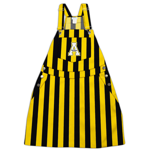 Appalachian State Mountaineers Vive La Fete Gold Black Stripes Logo Women Overall Dress Team Bibs