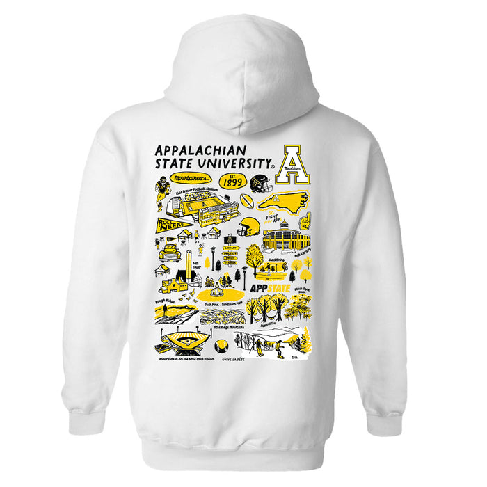 Appalachian State Mountaineers Hand Sketched Artwork Cotton Fleece Women Hoodie - Vive La Fête - Online Apparel Store