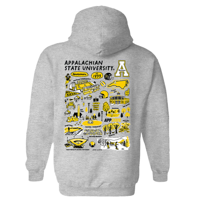 Appalachian State Mountaineers Hand Sketched Artwork Cotton Fleece Women Hoodie - Vive La Fête - Online Apparel Store