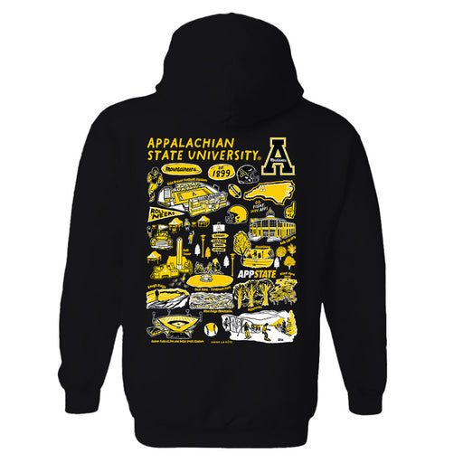 Appalachian State Mountaineers Hand Sketched Artwork Cotton Fleece Women Hoodie - Vive La Fête - Online Apparel Store