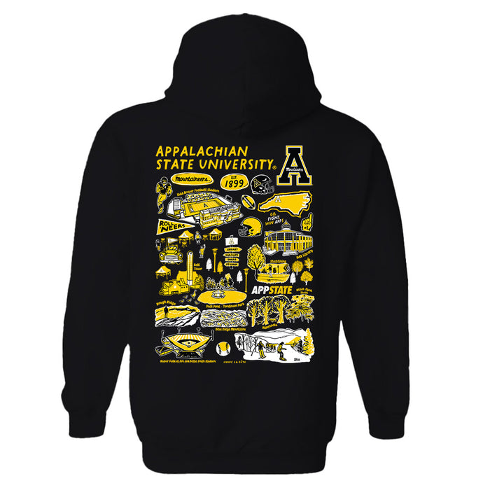 Appalachian State Mountaineers Hand Sketched Artwork Cotton Fleece Women Hoodie - Vive La Fête - Online Apparel Store