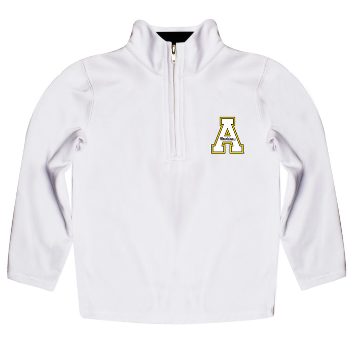 App State Mountaineers Vive La Fete Logo and Mascot Name Womens White Quarter Zip Pullover