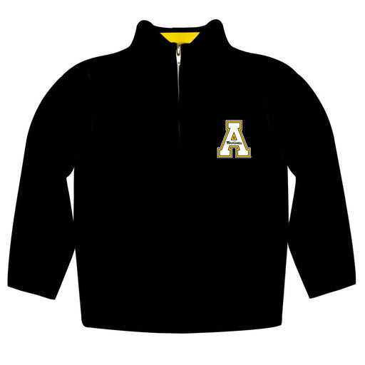 App State Mountaineers Vive La Fete Logo and Mascot Name Womens Black Quarter Zip Pullover