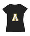 App State Mountaineers Women's V-neck Fitted Cotton T-Shirt Black