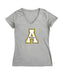 App State Mountaineers Women's V-neck Fitted Cotton T-Shirt Grey