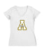 App State Mountaineers Women's V-neck Fitted Cotton T-Shirt White