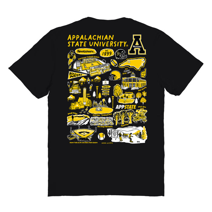 App State Mountaineers Vive La Fete Impressions Artwork Womens Cotton Tshirt - Vive La Fête - Online Apparel Store