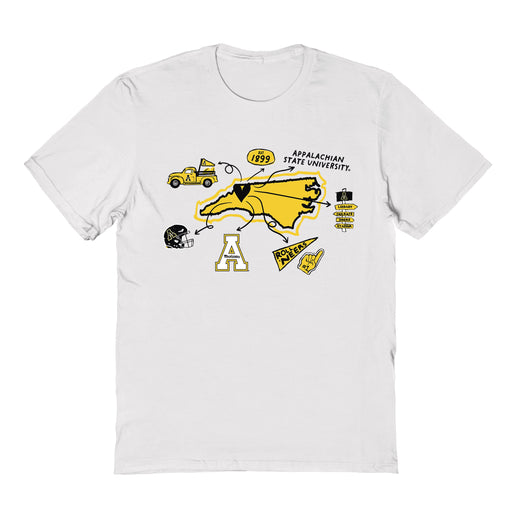 App State Mountaineers Hand Sketched Vive La Fete Impressions Icones White T-shirt for Women