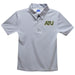 Arkansas Tech Jerry the Bulldog ATU Embroidered Gray Stripes Short Sleeve Polo Box Shirt