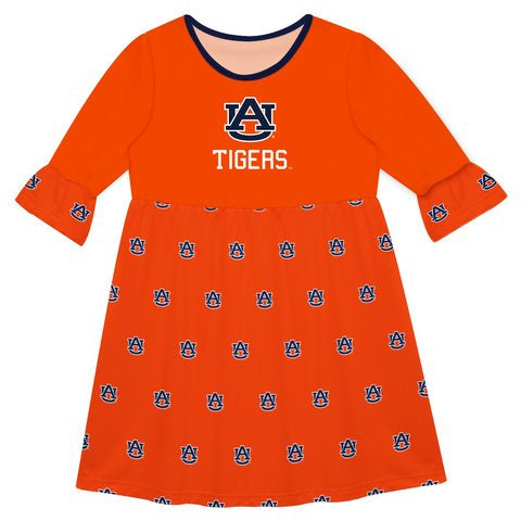 Auburn Print Orange Amy Dress Three Quarter Sleeve