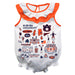 Auburn University Tigers White Hand Sketched Vive La Fete Impressions Artwork Sleeveless Ruffle Onesie Bodysuit