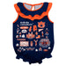 Auburn University Tigers Navy Hand Sketched Vive La Fete Impressions Artwork Sleeveless Ruffle Onesie Bodysuit