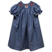Auburn Tigers Smocked Navy Gingham Short Sleeve Bishop