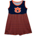Auburn Tigers Vive La Fete Girls Game Day Sleeveless Tank Dress Solid Blue Logo Stripes on Skirt