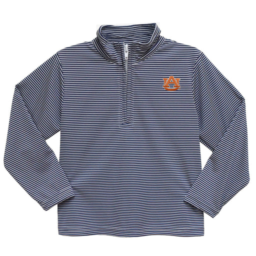 Auburn University Tigers Embroidered Navy Stripes Quarter Zip Pullover
