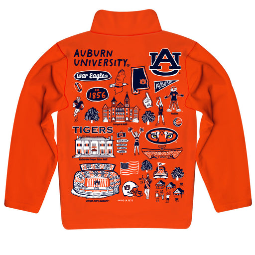 Auburn University Tigers Hand Sketched Vive La Fete Impressions Artwork Orange Boys Quarter Zip Pullover V1 - Vive La Fête - Online Apparel Store