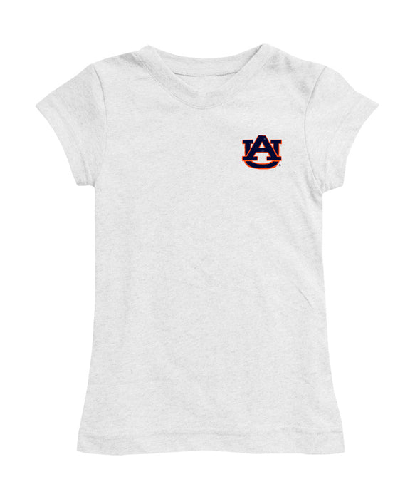 Auburn University Tigers Hand Sketched Vive La Fete Impressions Artwork White Girls Cotton Short Sleeve Tee